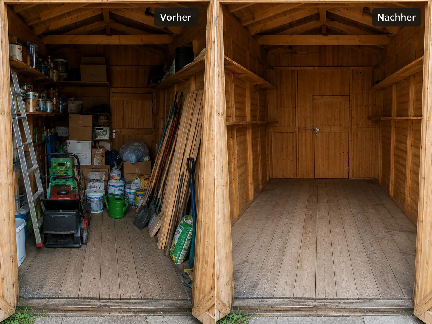 Schuppenräumung – Vorher und Nachher